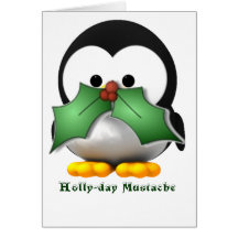Holly-day Mustache Greeting Card