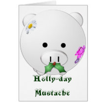 Holly-day Mustache Greeting Card