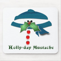 Holly-day Mustache Mouse Pad
