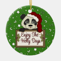 Holly Day Panda Bear ornament