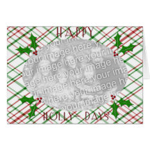 Holly-days plaid greeting greeting cards