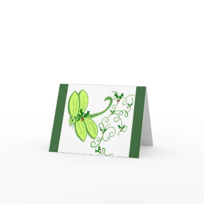 Holly dragonfly note card by marcya7