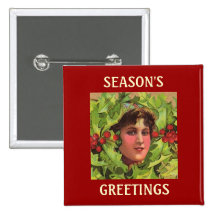Holly Girl Button