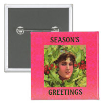 Holly Girl Button