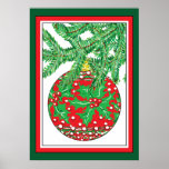 Holly Glass Ball Ornament on Christmas Tree Posters