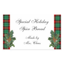 Holly Green Red Plaid Holiday Recipe Sticker stickers
