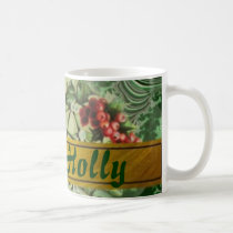 Holly Holiday monogrammed mugs