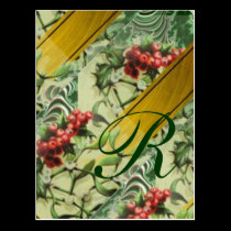Holly Holiday monogrammed postcards