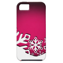 Holly Jolly Christmas Snowflakes fuschia iPhone 5 Cover