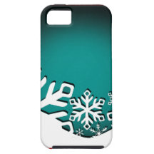 Holly Jolly Christmas Snowflakes teal iPhone 5 Cover