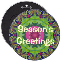Holly Kaleidoscope Pinback Button