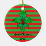 Holly leaf Fleur de lis 2 Ornaments
