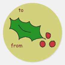 Holly Leaf-To/From Sticker