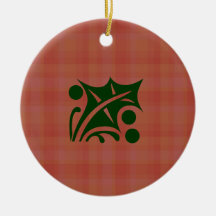 Holly on Plaid Ornament