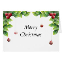 Holly Ornaments Card