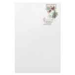 Holly & Poinsettia Little Girl Vintage Christmas Custom Stationery