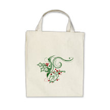Holly Ribbons Tote Bags