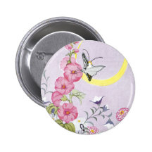 Hollyhock, Dahlia and Balloon Flowers Pin