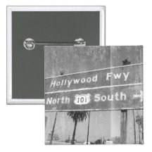Hollywood Freeway Sign Pinback Button