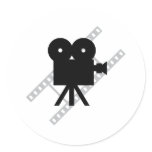 hollywood movie cine camera film round stickers
