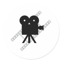 hollywood movie cine camera film round stickers