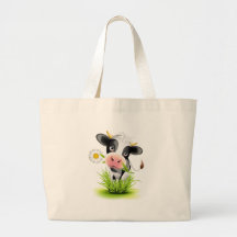 Holstein cow in grass canvas bag