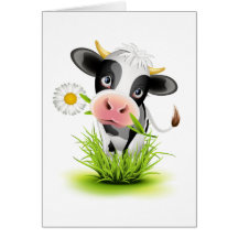 Holstein cow in grass greeting cards
