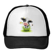 Holstein cow in grass hat