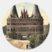Holstengate, classique Photochrom de Lübeck, Allem Adhésif Rond
