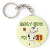 Holy Cow I'm 21 Birthday Tshirts and Gifts Keychain