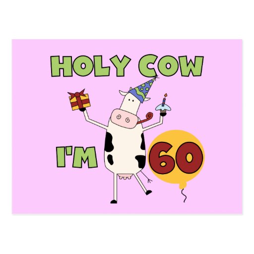 Holy Cow I'm 60 Birthday T-shirts and Gifts Postcards