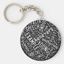 Holy Spirit Gear - Black circle white text Key Chains