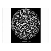 Holy Spirit Wear -Youth Gp. Black circle/white txt Postcard