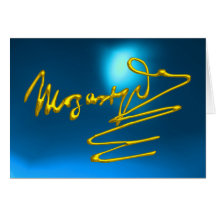 HOMAGE TO MOZART, Blue Sapphire Greeting Cards