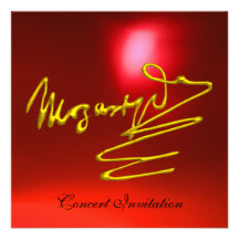 HOMAGE TO MOZART, GOLD  RED CONCERT INVITATION