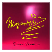 HOMAGE TO MOZART, GOLD RED  PINK  CONCERT PERSONALIZED ANNOUNCEMENTS