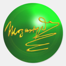 HOMAGE TO MOZART,green emerald Round Stickers