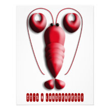 Homard rouge adorable avec la pince en forme de co faire-parts