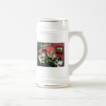 Home of Aussies 4 Dogs Playing Poker Beer Stein Coffee Mugs