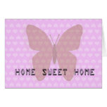 Home Sweet Home Pink Hearts Butterfly Greeting Card