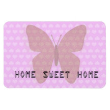 Home Sweet Home Pink Hearts Butterfly Magnets