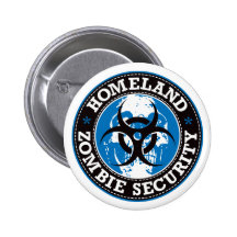 Homeland Zombie Security Skull - Blue Pinback Button