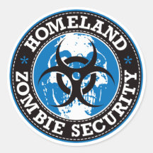 Homeland Zombie Security Skull - Blue Round Sticker
