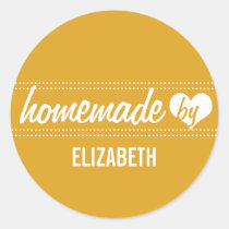 Homemade by you mustard yellow food label jar seal stickers