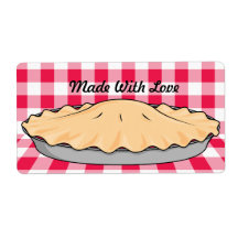 homemade cherry pie on chequered background shipping labels