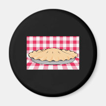 homemade cherry pie on chequered background fridge magnet