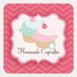 Homemade Cupcakes Personalized Labels Square Sticker