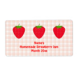 Homemade Strawberry Jam Label.Pink and Red.