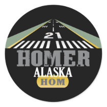 Homer Alaska - Airport Runway Round Sticker