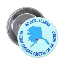Homer, capital de pêche de flétan de l'Alaska du m boutons publicitaires